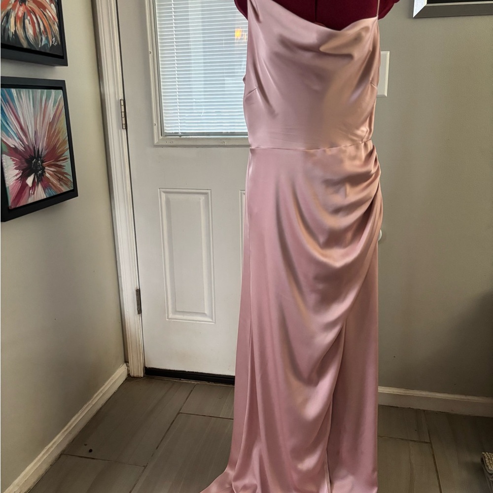 Elegant Pink Satin Bridesmaid Dress